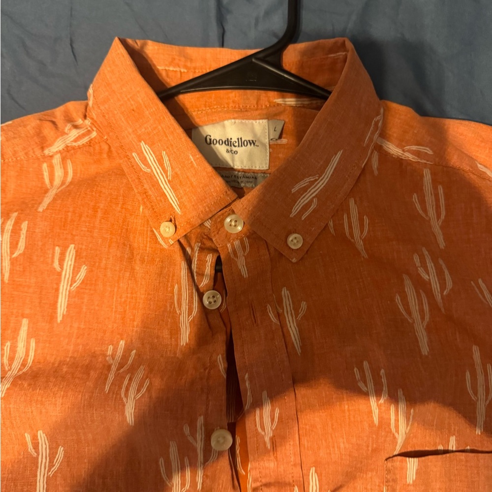 Goodfellow & Co Men's Orange Shirt with Cactus Design